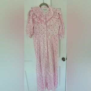 Julia Amory Size Small Pink Ruffle Short Sleeve Button Down Dress